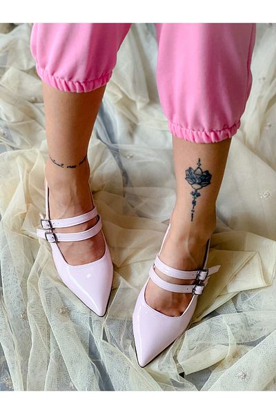 irmona CEYLİ Powder Patent Leather 2 STRAP HEELED SANDALS