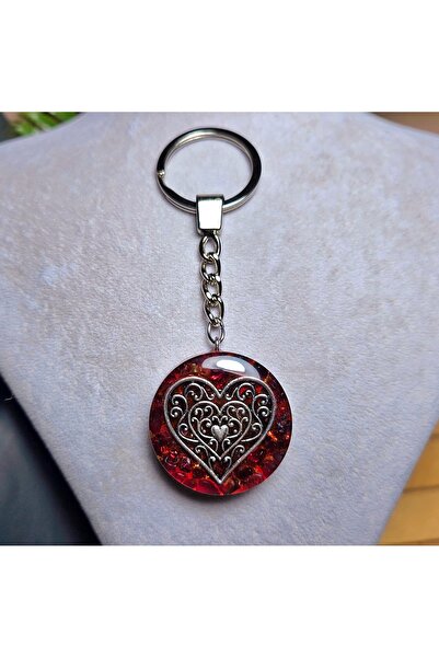 Singincraft نمط أورجونيت العقيق الأحمر - سلسلة مفاتيح على شكل قلب (تصميم مصنو...