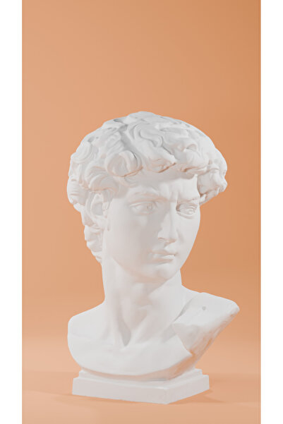 Cuboid 3D Küçük Boy 10 Cm Dekoratif David Heykel Figür Büst Beyaz Renk Küçük Boy 10 Cm