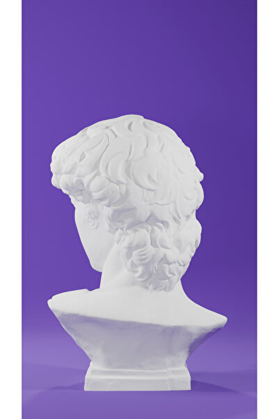Cuboid 3D Küçük Boy 10 Cm Dekoratif David Heykel Figür Büst Beyaz Renk Küçük Boy 10 Cm