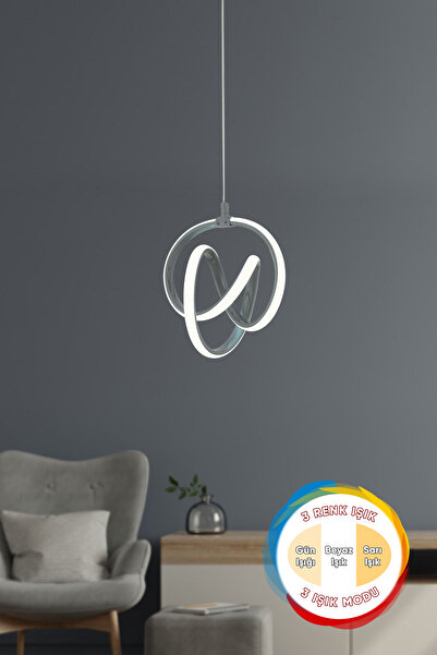 Dekorluna Valens Tekli Füme 3 Renk Işıklı Power Ledli Salon Mutfak Oda Hol Ledli Avize