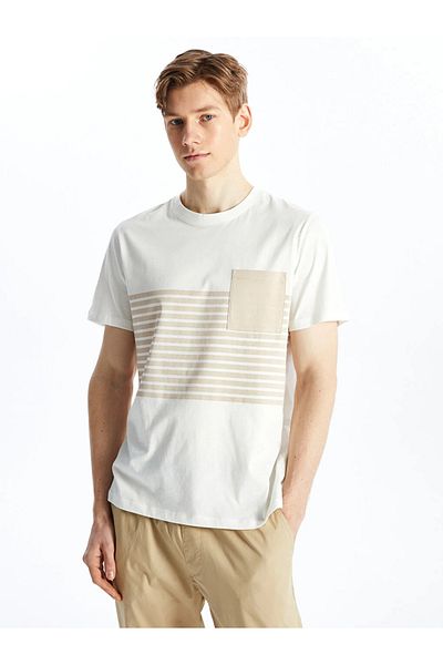 LC Waikiki Ανδρικό μπλουζάκι LCW Casual Crew με κοντό μανίκι, χτενισμένο βαμβακερό μπλουζάκι
