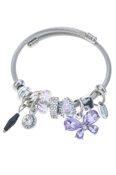 Pelin Aksesuar سوار فضي مع شكل فراشة