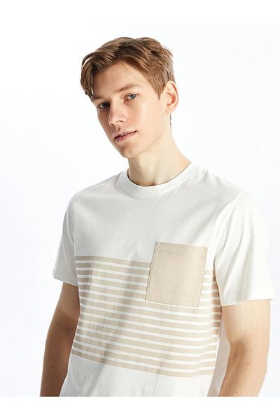 LC Waikiki Ανδρικό μπλουζάκι LCW Casual Crew με κοντό μανίκι, χτενισμένο βαμβακερό μπλουζάκι