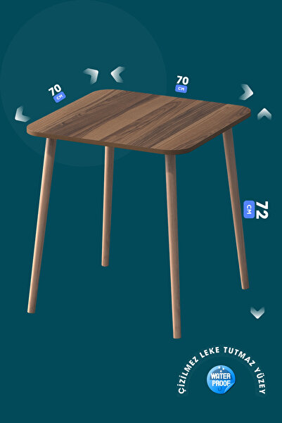 Monte Sehpa Kare Mutfak Masası 70x70 cm Ceviz