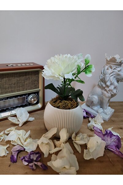 La bella bazar زهرة صناعية بمظهر واقعي في وعاء مع طحلب صغير الحجم في وعاء 1 فرع