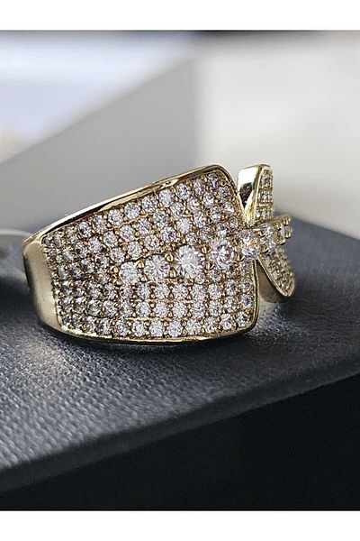 ZÜLİSCH ZIRCON STONE STEEL RING GOLD