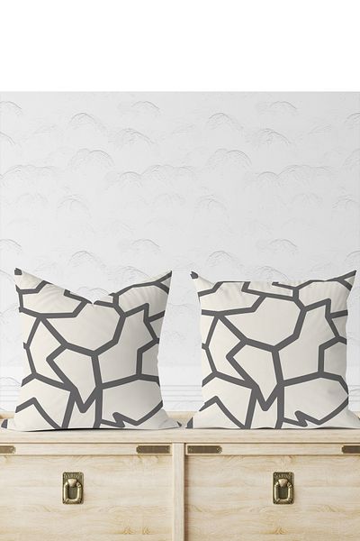 AYSHOME Ays Home - Set de perne și huse cu model geometric gri (2 buc)