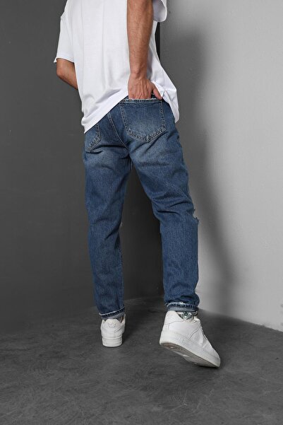 Slatra Ανδρικό τζιν Boyfriend Molded σε μπλε γόνατο