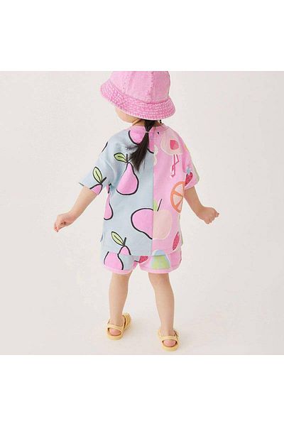 Teeny Weeny Kids طقم شورت قصير مطبوع للفتيات للموسم الجديد