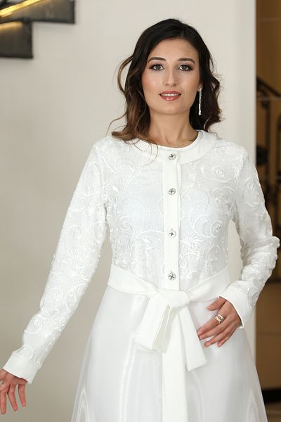 EYLEM FASHİON Abaya Set Lace Top & Organza Skirt & Crepe Dress