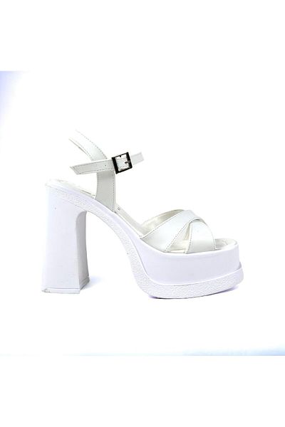 bescobel Women's Palma White High Heel Platform Bridal Shoes Sandals Cross Band 15 Cm 1000