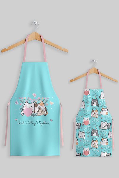 AYSHOME مجموعة مريلة أنشطة المطبخ للأم والطفل من Ays Home Family Cat