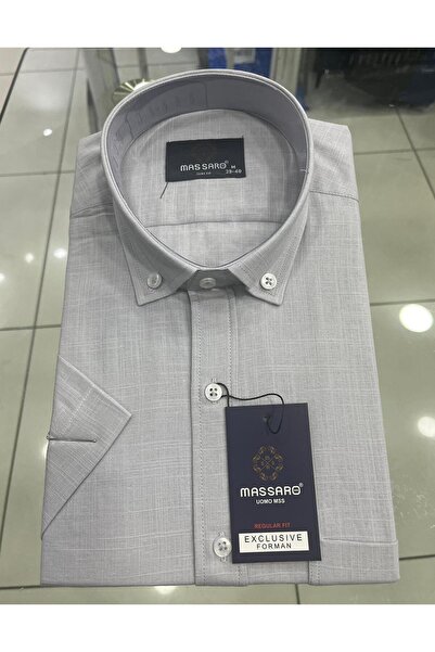 ENRICO MASAROTTI Keten Pamuklu Kısa Kol Gömlek