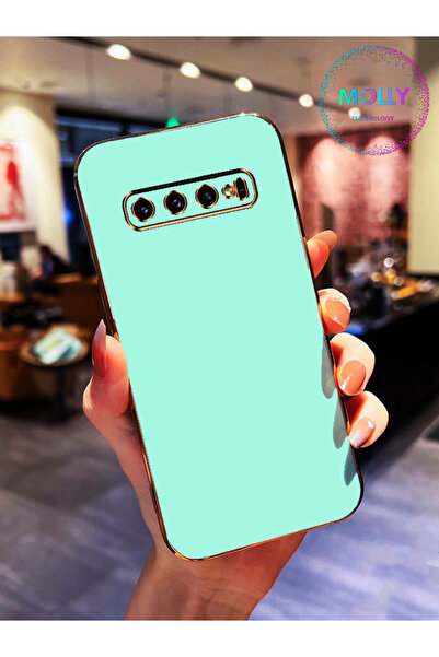 Molly Technology Samsung Galaxy S10 İçin Su Yeşili Kenarları Gold Detaylı Lük...
