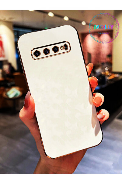 Molly Technology Samsung Galaxy S10 İçin İnci Beyazı Kenarları Gold Detaylı L...
