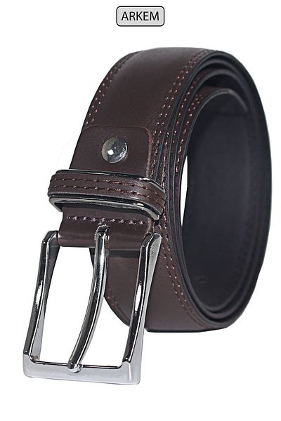 Arkem Classic Men's Belt 3.5 Cm Leather Brown Printed Groom Suit, Suit, Classic Belt