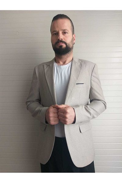 Nokta Moda Men's Blazer Jacket Italian Style Slim Fit Pointed Collar Single 6 Drop Suit Made by Conbin