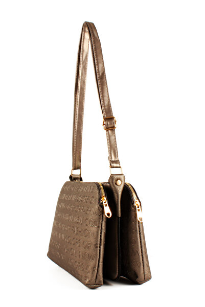 Luwwe Bag's Geantă de umăr cu trei compartimente, cu fermoar, pentru femei, cu detaliu text și trifoi (1724)