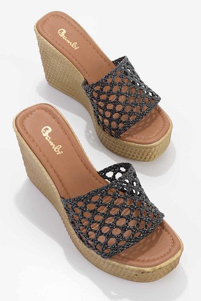 Bambi Black Knitted Women's Slippers K04671682516