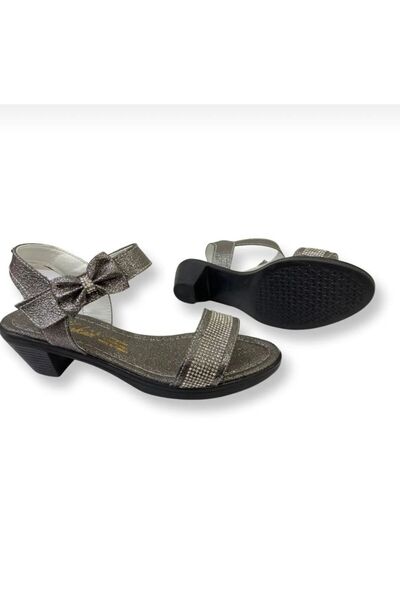 galya shoes Girl's Blatin Heeled Velcro Sandals Wedding Shoes Type Transparent