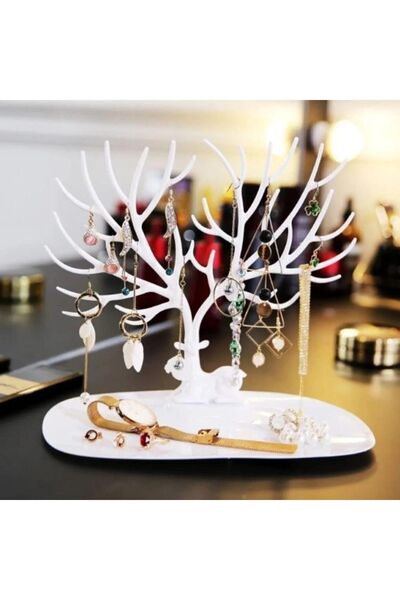 CNGZSHOP Geyik Tasarımlı Küpe Kolye Bilezik Takı Mücevher Standı Tepsisi Ağacı Organizatör