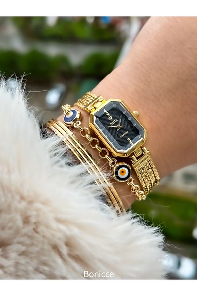 Fiesta Gold Yellow Steel Strap Bridal Engagement Wedding Heart Case Wristwatch