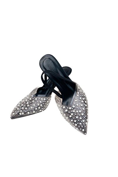 bescobel Γυναικεία παπούτσια Kelmas Black Stone με ελαστική πλάτη Παντόφλες 7cm 806