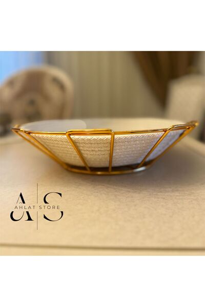 Store Gold Oval Cornered Bread Basket Stylish, Bread Bowl Wicker Knitted Macrame, Dowry - Multi-Purpose Metal Stainless