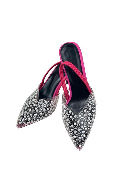 bescobel Women's Kelmas Fuchsia Stone Elastic Back Shoes Slippers 7Cm 806