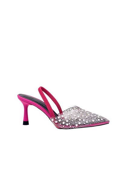 bescobel Women's Kelmas Fuchsia Stone Elastic Back Shoes Slippers 7Cm 806