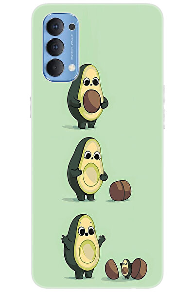 OPPO Reno 4 (CPH2113) Uyumlu Kılıf Desen Baskılı Silikon Avakado STK:618 CP-0...