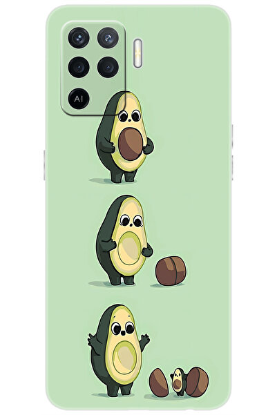 OPPO Reno 5 Lite (CPH2205) Uyumlu Kılıf Desen Baskılı Silikon Avakado STK:618...