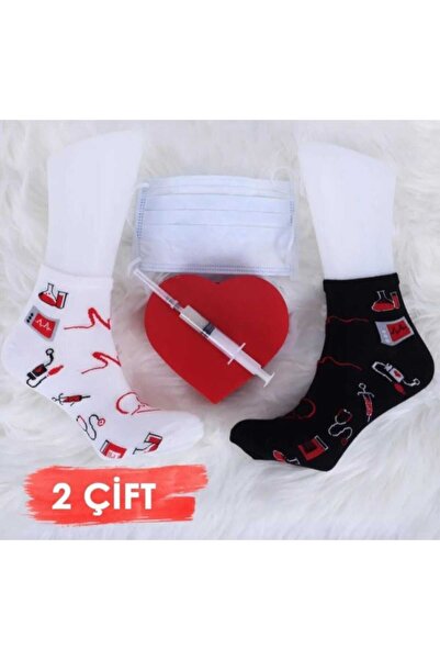 MİNAHOBİ جوارب نسائية مكونة من قطعتين باللونين الأسود والأبيض للممرضة والطبيب