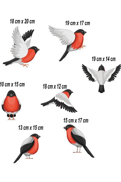 MAARS Christmas Winter Birds 7 Pieces Glass Wall Sticker