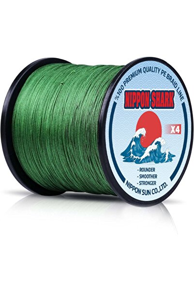 NIPPON SHARK Ață de pescuit din mătase, verde, cu 4 straturi, 0,12 mm, 300 de metri