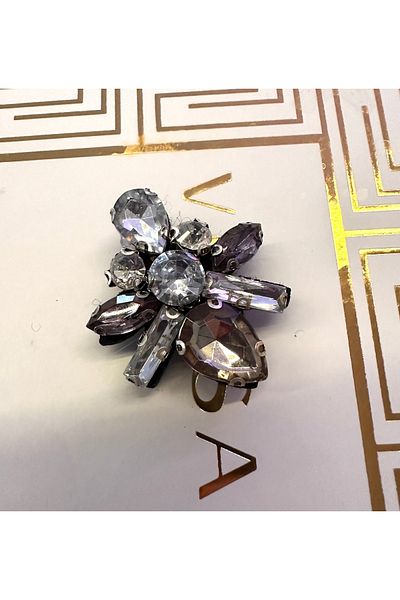 ODDA TASARIM ATÖLYESİ Butterfly Model Top Crystal Stone Plug-and-Stick Clip Jointless Button