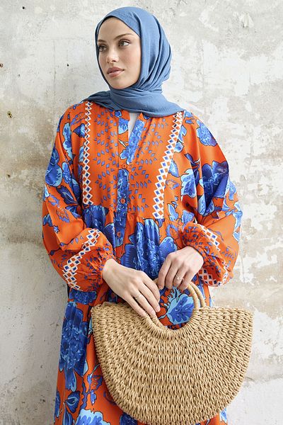 InStyle Φόρεμα Acacia Floral Viscose - Πορτοκαλί