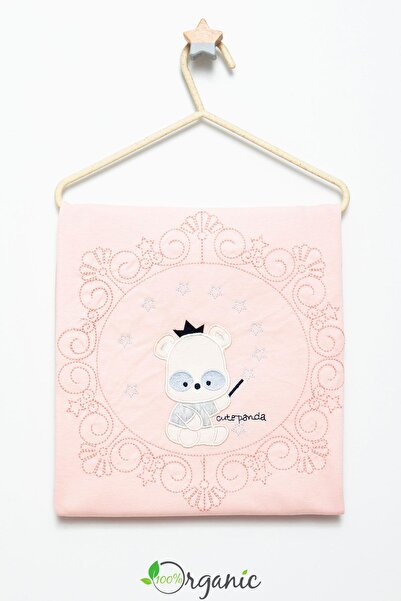 Miniel Kız Bebek Panda Nakışlı 90x80 Cm Çift Kat Pamuklu Penye Bebek Battaniy...