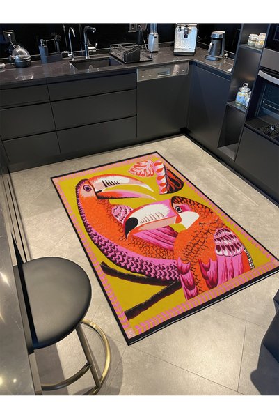 Rugs Modern Halı Килим с десенирана тъкан с мотиви на птици и листа miravip546