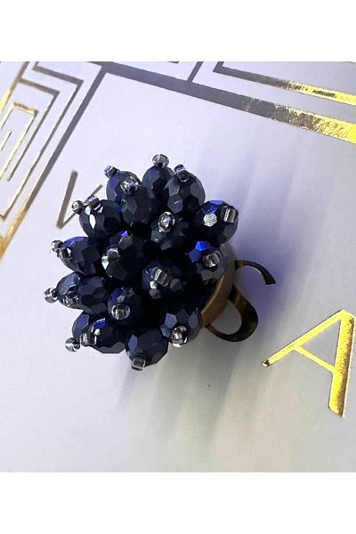ODDA TASARIM ATÖLYESİ Blue crystal beaded plug-decal clip jointless button