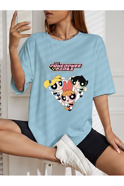 aynewmoda тениска с щампа Powerpuff Girls с голям размер