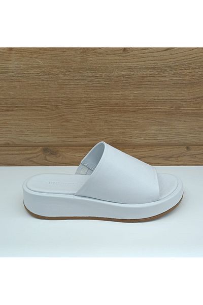 Mammamia YT2040 Papuci de damă casual din piele naturală albă