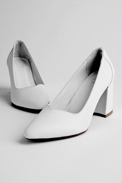 Lal Shoes & Bags Nera Women's Genuine Leather Pointed Toe Heeled Shoes - White