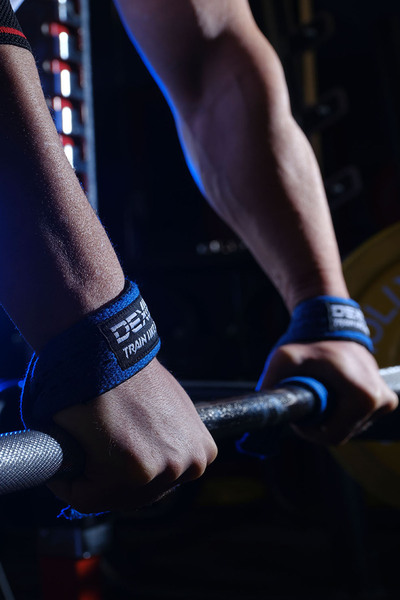 Dex Supports Lasting Energy Weightlifting Strap Lifting Straps Blue + Wrist Wraps Sports Bracelet Black Set of 2