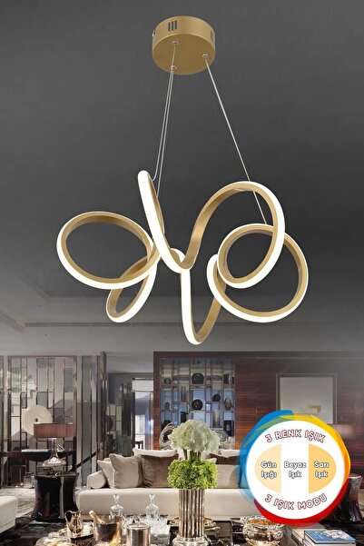 Dekorluna Dolares Eskitme Modern Sarkıt 3 Renk Işık Salon Mutfak Oda Hol Ledli Avize