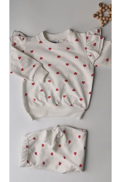 Butik baby girl with frilly shoulder and heart 2-piece set