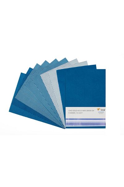 Lino Felt Blue 5 Pattern 10pcs (20X30 CM.)