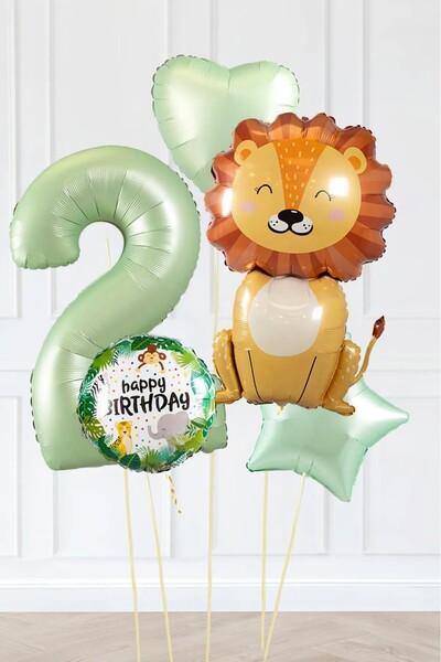 BKMC PARTY Θέμα Σαφάρι Γενέθλια με μπαλόνια Ρετρό πράσινα μπαλόνια Σαφάρι Χαρ...