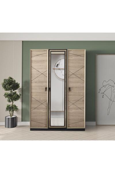 Erezogulları Mobilya Vega 3 Kapaklı Modern Aynalı Elbise Dolabı Gardrop 135x50x200cm